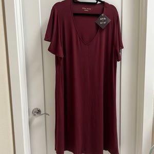 AVA & VIV - short sleeve, A-line jersey dress 2X